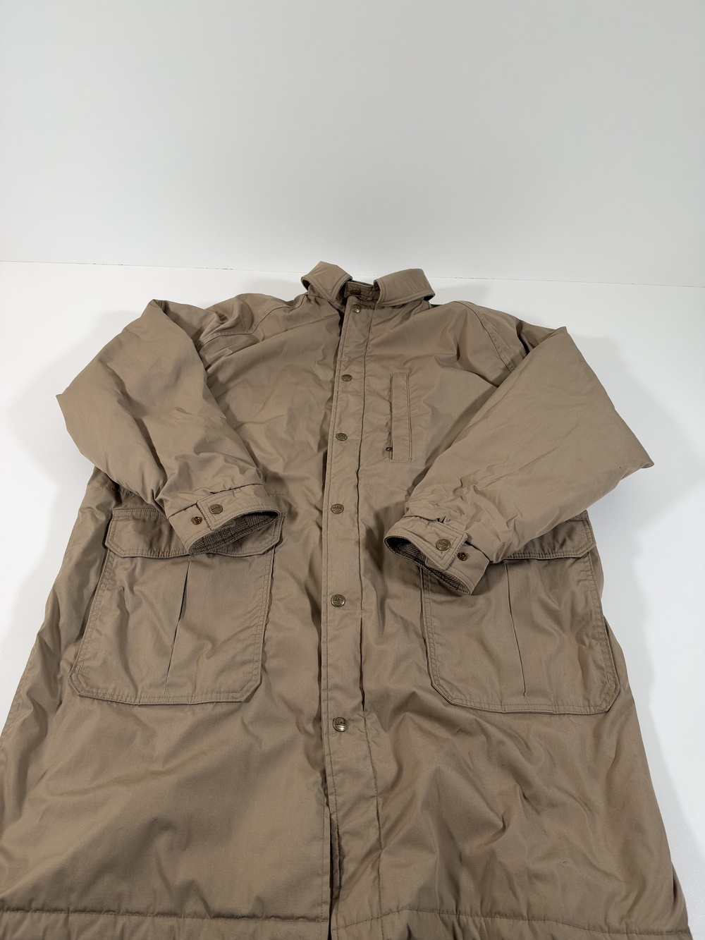 Vintage LL Bean Coat Mens XL Beige Canvas Thinsulate Wool Lined Long Parka USA